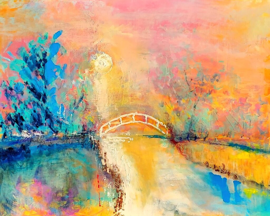 Arc of Being Exhibit-Five Pillars: Sacred Places, The Dreamer, Bridges, Act of Joy, Clouds-paintings by Kirk Boes