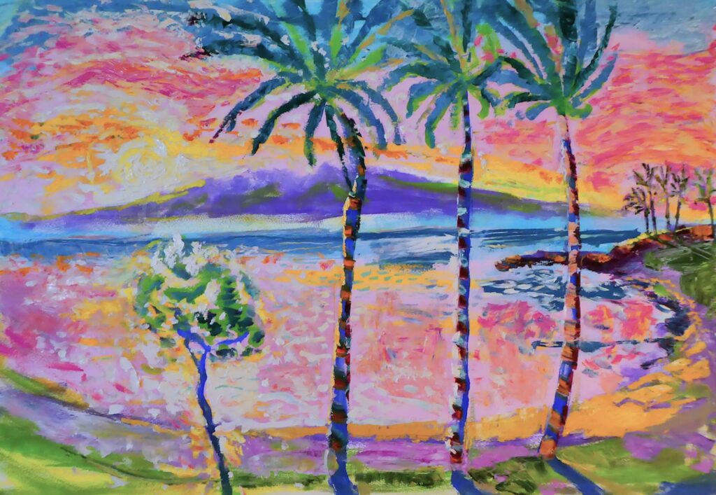Kapalua Bay Sunset-oil painting on canvas by Kirk Boes